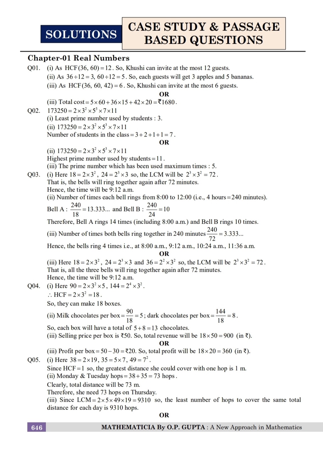 SOLUTIONS OF MATHMISSION FOR X By O.P. GUPTA