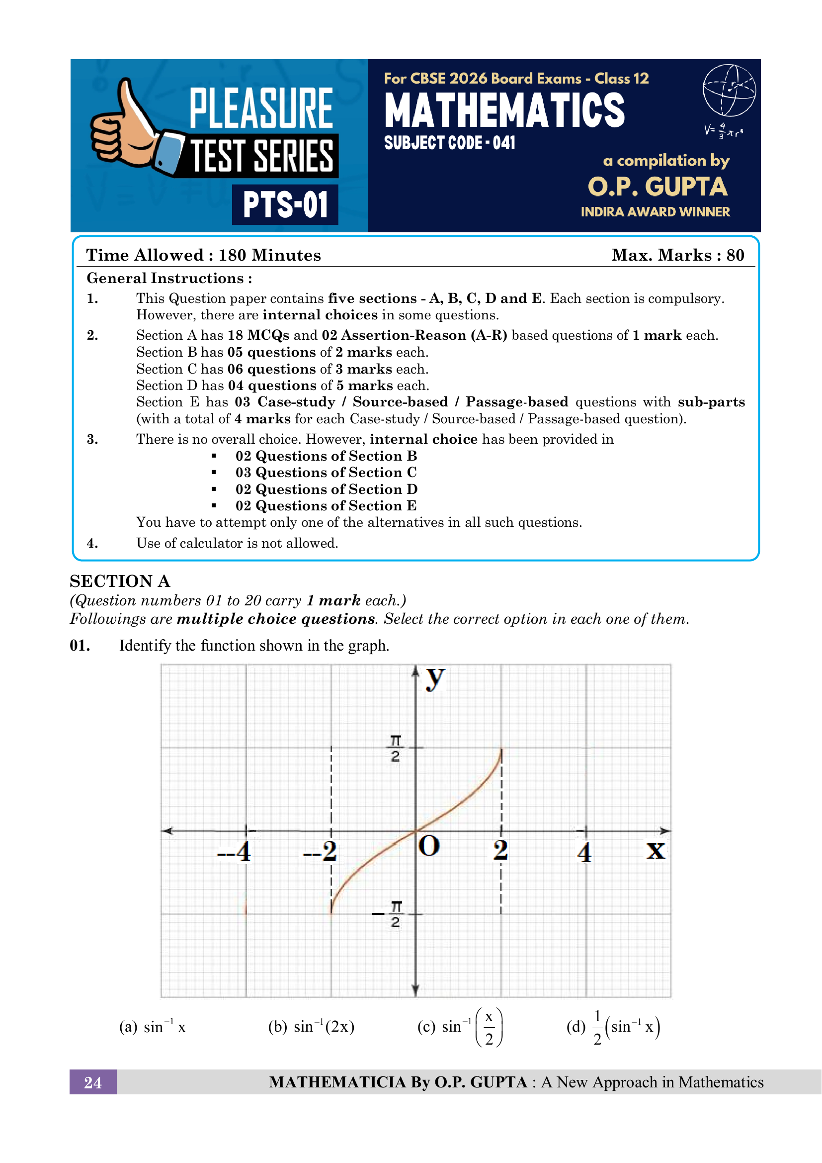 CBSE 39 SAMPLE PAPERS [Pleasure Tests Series for XII Maths (041)] by O.P. Gupta