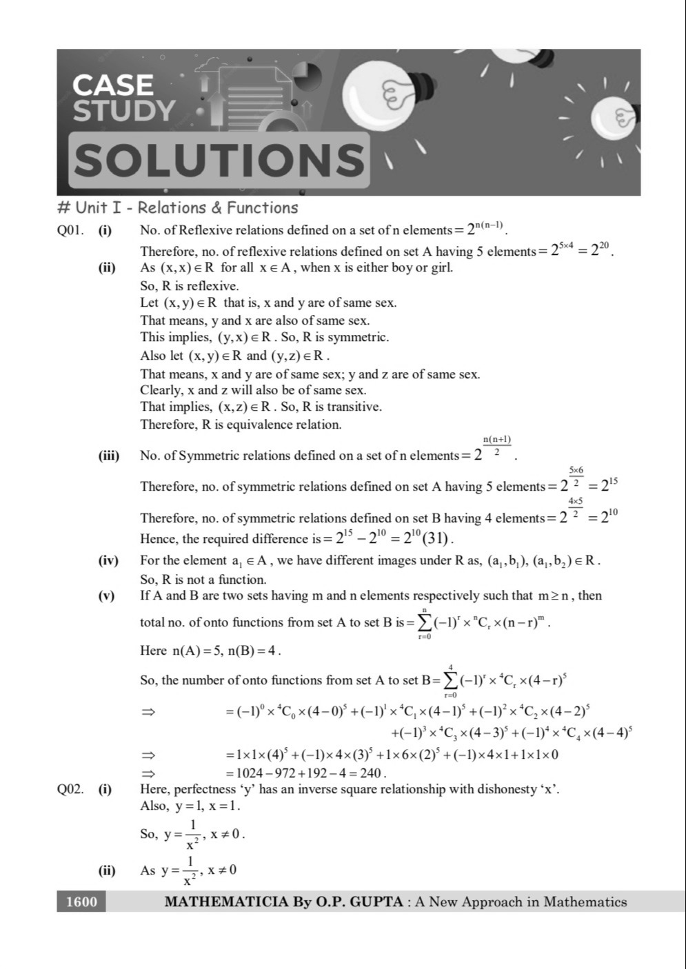 SOLUTIONS OF MATHMISSION FOR XII By O.P. GUPTA